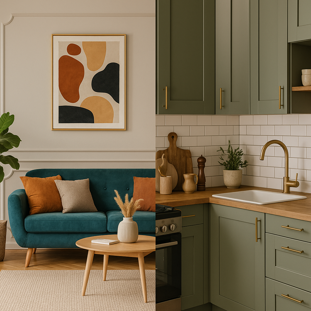 صالة استقبال راقية بنوافذ كبيرة وستائر فاخرة.